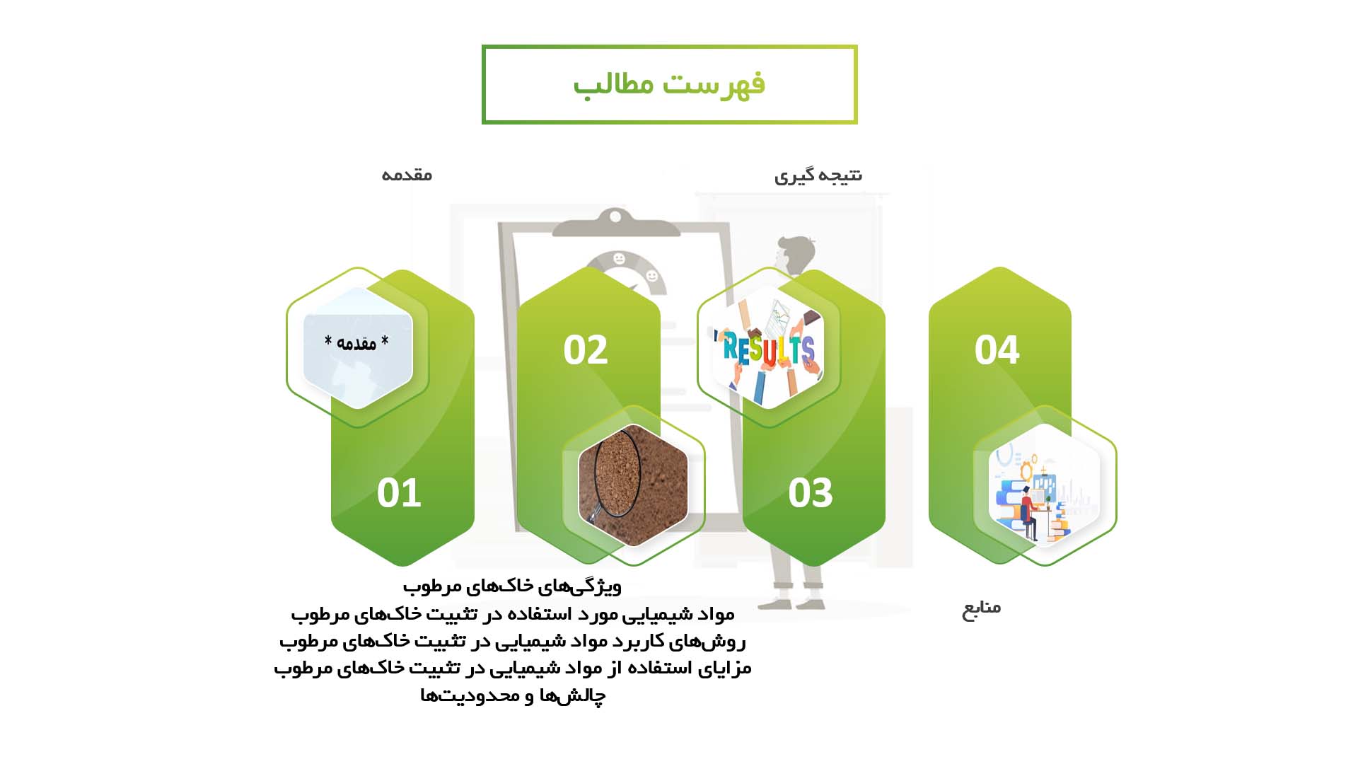 پاورپوینت در مورد استفاده از مواد شیمیایی در تثبیت خاک‌های مرطوب